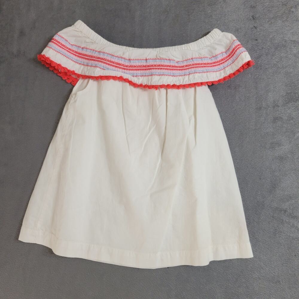 Joules Shirt Girls Size 4 White Fringe Pink A Line Comfort Pull On